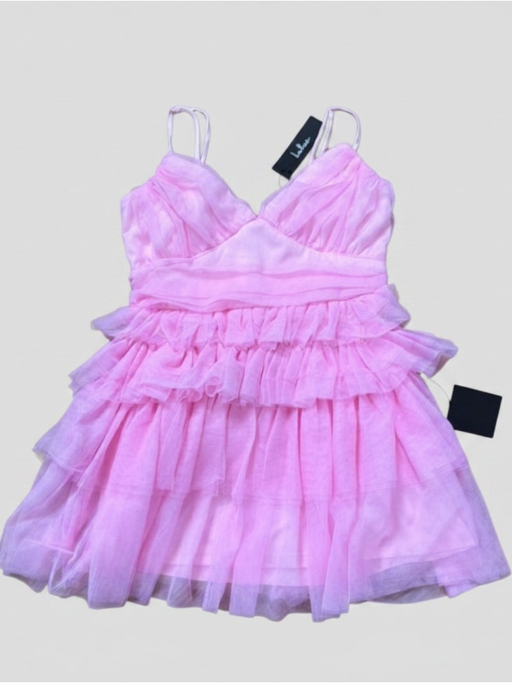 NWT Poise Pink Tulle Pleated Sleeveless Tiered Mini Dress